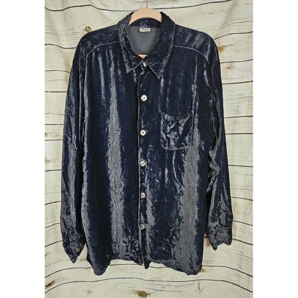 Cp Shades Velvet Tunic Top L Gray Boyfriend Button Womens Long Sleeves
